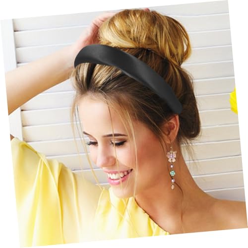 Beaupretty Padded Satin Headband for Women, Wide Plain Black Hairband with Sponge Padding, Lightweight Fashion Hair Accessory for Daily Wear and Casual Styling