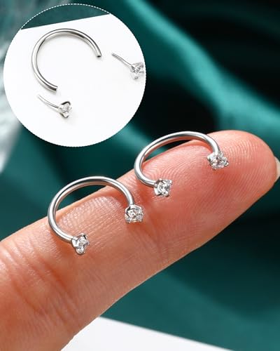 2PCS 16G Horseshoe Septum Rings Surgical Steel Helix Tragus Hoop Earring, Threadless Helix Cartilage Conch Piercing Jewelry For Women Men, 8mm 10mm 12mm Push Pin Lip Labret Rings - size: 10mm-2pcs