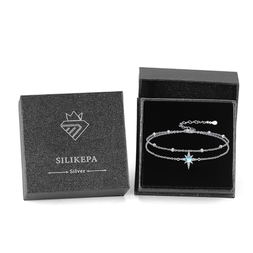 Moonstone Bracelet for Women 925 Sterling Silver Moonstone Bracelet Adjustable Jewelry Gift for Women - style: Star Bracelet #2