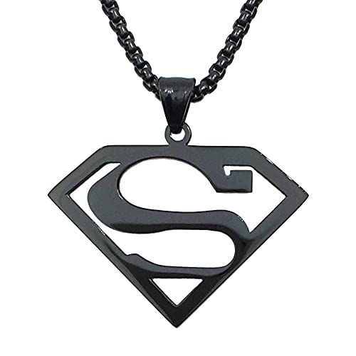 Tapp Collections Stainless Steel Superhero Pendant Necklace - color: Stainless Steel Chain / Black Color