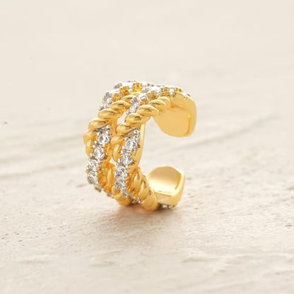 Women Ear Cuff Earrings Gold Non Pierced Cartilage Clip on Open Wrap Twist Hoop 14K Gold Plated Simple Hypoallergenic Everyday Jewelry - style: Duo