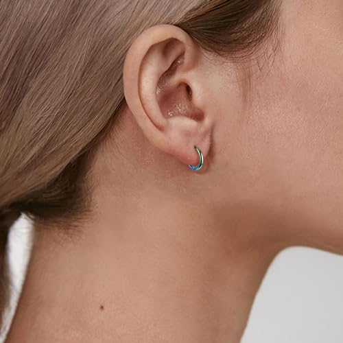 Jstyle 18G 20G Small Hoop Earrings for Men Women Huggie Hoops 8 Pairs | Hypoallergenic Surgical Stainless Steel, Multicolor Cartilage Helix Lobes Sleeper Hoop Earrings Set 8mm/10mm/12mm/14mm - style: Inner Diameter 8mm (18G)