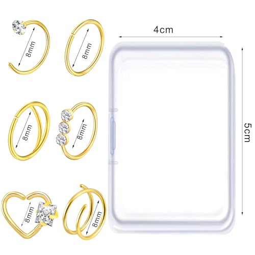 27-60 Pcs Nose Rings for Women Nose Piercing Jewelry Silver Nose Rings Studs 20G Surgical Nose Rings Hoops Nose Rings L Shaped Studs Screw Stainless Steel Nose Piercings for Women Men - color: gold-20G-18 pcs