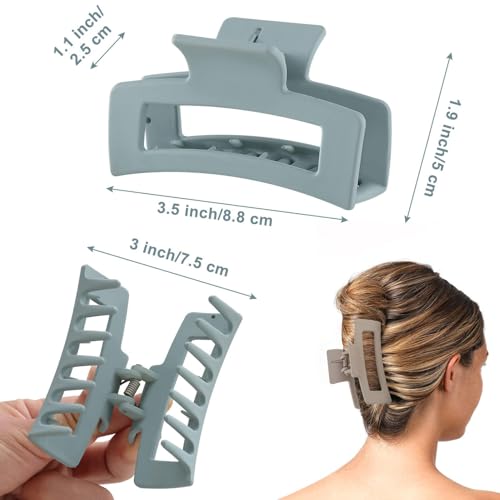 Auseibeely 6 Pack Square Claw Clips for Women Girls,Rectangle Hair Clip 3.35" Medium Non-slip Claw Clips, Strong Hold Matte Jaw Claws for Thin/Medium Hair Banana Jaw Clips Accessories Gift - color: Light