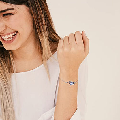Butterfly Heart Necklace Birthstone Pendant Necklace Earrings Bracelet Women 925 Sterling Silver Animal Butterflies Birthstone Pendant Crystal Birthday Jewelry Wedding Gift - color: L.December-bracelet