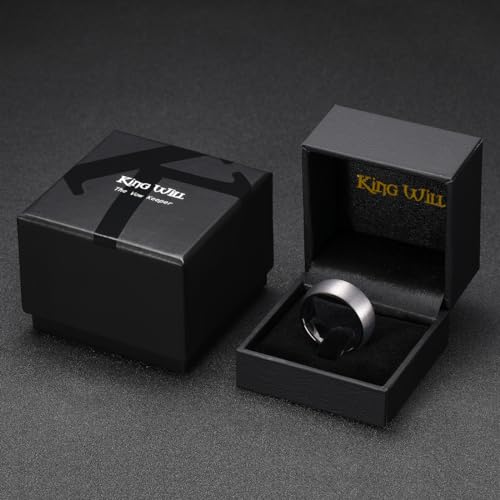 King Will Wedding Band for Men Women, 2/4/6/7/8mm Domed Matte Brushed Tungsten Carbide Rings, Solid/Dual Color Engagement Rings, Comfort Fit - color: Gunmetal Grey-8mm