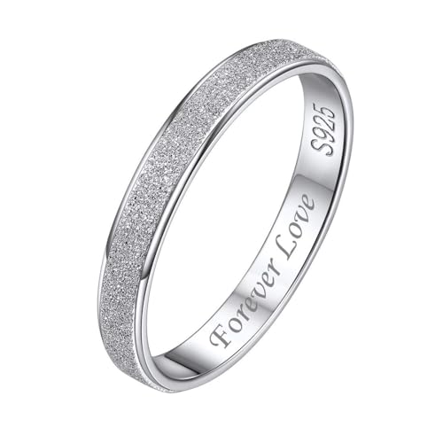 ChicSilver 925 Sterling Silver Ring Customizable Sandblast Finish/Multi-Faceted Ring Wedding Band Comfort Fit Size 4-12 - color: Sandblast Finish - Engraving