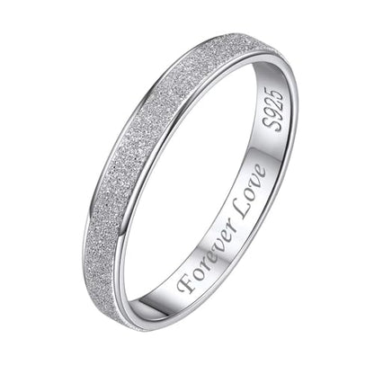 ChicSilver 925 Sterling Silver Ring Customizable Sandblast Finish/Multi-Faceted Ring Wedding Band Comfort Fit Size 4-12 - color: Sandblast Finish - Engraving
