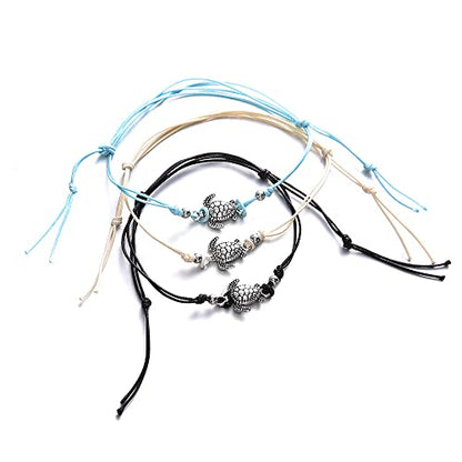 Softones Blue Starfish Turtle Anklet Multilayer Charm Beads Sea Handmade Boho Anklet Foot Jewelry for Women - style: A:Turtle 4