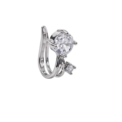 18K Gold Plated Cubic Zirconia Ear Cuff for Women – Non-Pierced Double Row Cartilage Clip-On Earrings, Dainty Silver-Tone Cuff Jewelry, Minimalist Adjustable Wrap Earrings for Daily Wear