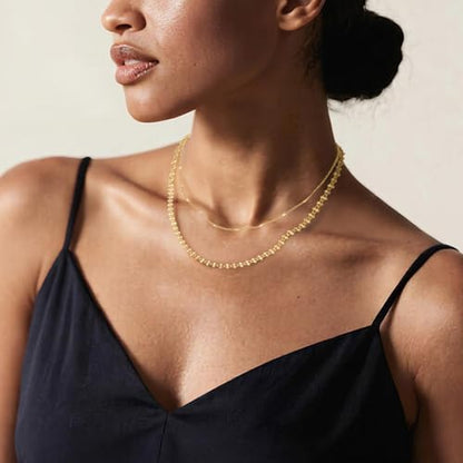Layered Necklaces for Women 14k Gold Plated Chain Necklace Trendy Dainty Toggle Clasp Chunky Cuban Link Paperclip Chain Jewelry Gift - style: Style 3：Flat Chain Layered