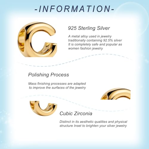 Gold Letter Charms A-Z for Bracelets 925 Sterling Silver Alphabet Initial Charms Beads Jewelry Gifts for Women - color: C