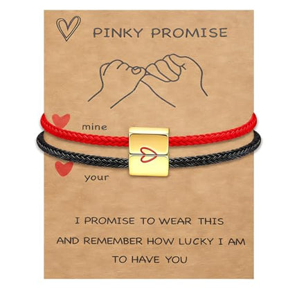 COTATI Matching Couple Bracelets for Him and Her, Friendship Relationship Promise Bracelet for Boyfriend Girlfriend, Anniversary Love Jewelry Gifts Set - color: Black-Red