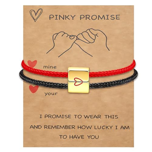 COTATI Matching Couple Bracelets for Him and Her, Friendship Relationship Promise Bracelet for Boyfriend Girlfriend, Anniversary Love Jewelry Gifts Set - color: Black-Red