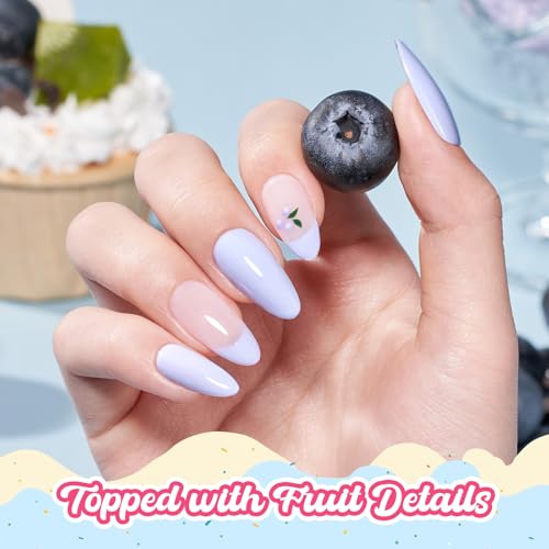 Beetles Blue Gel Nail Polish, Blueberry Smoothie, Pastel Blue Gel Polish | Color-Matched Bottle Design, Soak Off UV LED, Long-Lasting Nails Art for Home DIY & Holiday - color: D - Creme Blue | Blueberry Smoothie