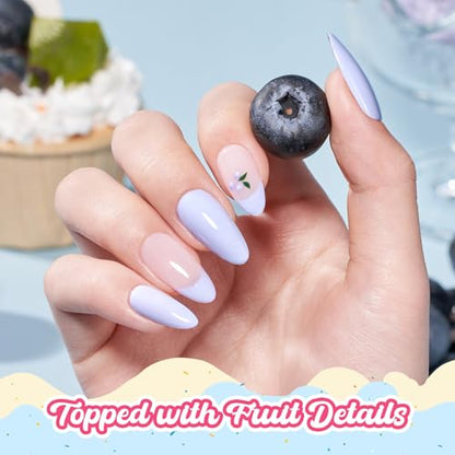 Beetles Blue Gel Nail Polish, Blueberry Smoothie, Pastel Blue Gel Polish | Color-Matched Bottle Design, Soak Off UV LED, Long-Lasting Nails Art for Home DIY & Holiday - color: D - Creme Blue | Blueberry Smoothie