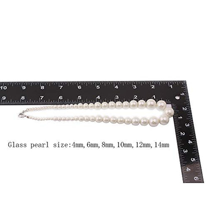 Handmade Faux Pearl Necklace and Clip on Earrings Jewelry Sets for Women Bib Choker Collar Necklace - color: 40cm Necklace+Clip Earrings