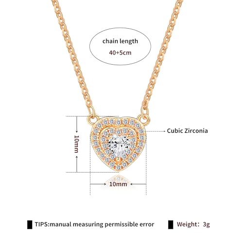Gold Plated Pendant Necklaces for Women Cubic Zirconia Accent 18 Inch Adjustable Chain Hypoallergenic Gift for Wife Mom Birthday Valentines Day - style: Dainty heart