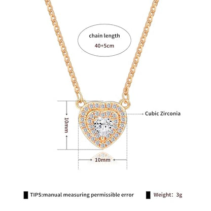 Gold Plated Pendant Necklaces for Women Cubic Zirconia Accent 18 Inch Adjustable Chain Hypoallergenic Gift for Wife Mom Birthday Valentines Day - style: Dainty heart