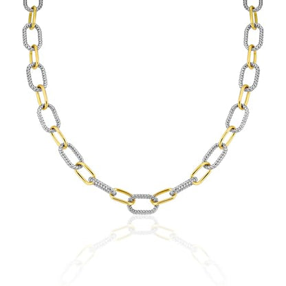 Two Tone Wire Necklace Gold and Silver Link Chain Adjustable 18K Gold Plated Twist Vintage Classic Jewelry - style: Chunky Paperclip