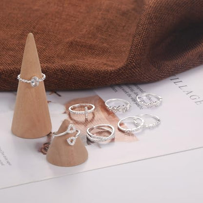 Gold Silver Rings For Women Non Tarnish Gold Plated Stackable Rings Wedding Engagement Bands Dainty 14K Gold Ring Simple Trendy Cubic Zirconia Thumb Stacking Ring Pack Size 4-11 - color: Silver