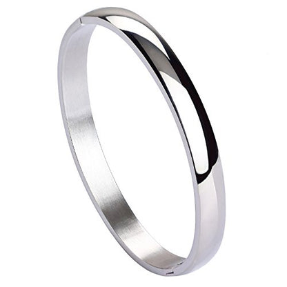 Stainless Steel Bracelet for Women Girls High Polished Bracelet Grooved Cuff Bangle 7" - style: 8mm Wide