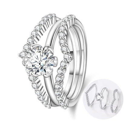 KUNSIR 925 Sterling Silver Rings Classic Cubic Zirconia Eternity Promise Statement Anniversary Wedding Bands Engagement Rings for Women Infinity Forever Love Ring Size 7-9 - style: Fingertip Romance Ring