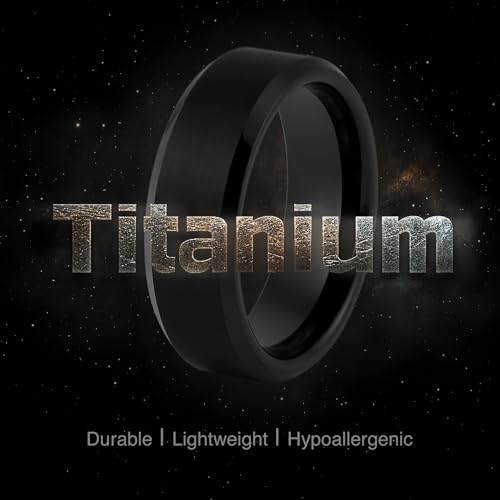 LerchPhi Engraved Custom Tungsten Rings For Men Wedding Band Personalized Titanium Promise Ring for Him Black/Red/Green/Purple/Blue Beveled Edge Szie 6 to 16 - color: No Custom-8MM Black Titanium