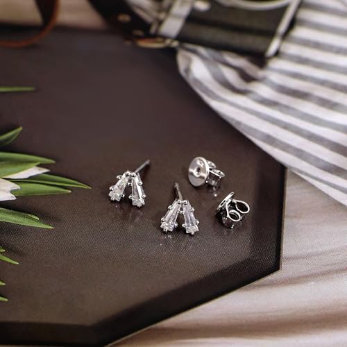 Moissanite Stud Earrings for Women, DF/VVS Clarity, Sterling Silver with 18K White Gold Plated - style: 0.4 Carat Geometric