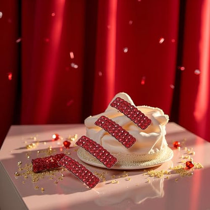 4PCS Red Fashion Korean Style Rhinestones Snap Hair Clips,Rectangular Hairpins Shiny Luxury Hairpins BB Clip Barrettes Hair Accessories for Girls Barrettes(ZS618)
