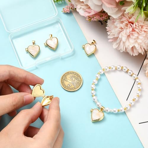 Photo Locket Charms for Jewelry Making Brass Frame Charms Memorial Bracelet Necklace Earring Keychain - style: Shell