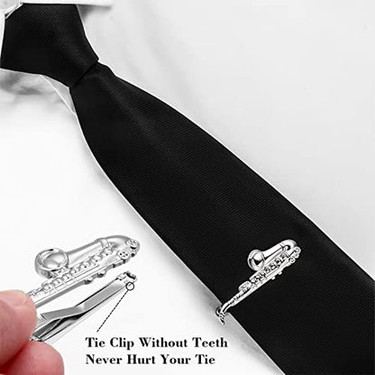 HAWSON 2 inch/ 2.2 inch Tie Clip for Men, Novelty Tie Bar Clip for Men and Boys, Interesting Tie Clip for Party - color: Sax