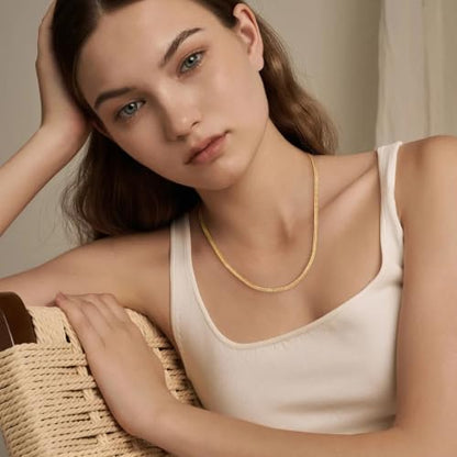 LUCA SMITH Gold Chains for Women & Men, 14K Gold Foxtail Chain Necklace Herringbone Chain Necklace Flat snake Chains 14K Gold Simple Layered Fashion Jewelry Gift for Women 18in 20in 22in 24in - size: 22in, style: Foxtail Chain-Premium Style