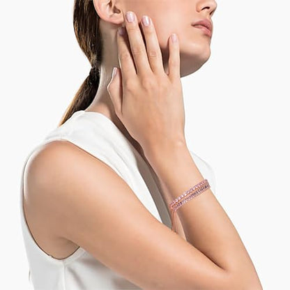 4 Pcs Tennis Bracelet Set Silver Plated Marquise Cubic Zirconia CZ Diamond Dainty Adjustable Silver Bracelets for Women Brides Stackable Fashion Jewelry Wedding Prom Gift - color: Pink-3PCS Tennis Bracelet Set