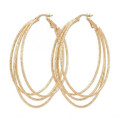 Hoop Earrings for Women, Hypoallergenic Stainless Steel Lightweight Thin Large Big Hoops Earrings Set for Women, Non Tarnish for Jewelry Gift 40MM - color: Gold Multi-Layer Glitter Hoop Earrings