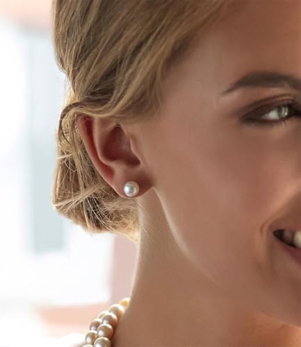 14K Gold Filled Polished Small CZ Pearl Ball Stud Earrings Set for Women Men 20G Surgical Steel Hypoallergenic Piercing Studs for Sensitive Ear, Pack of 6 Pairs - style: A2 : Gold, 3MM-10MM, White Pearl