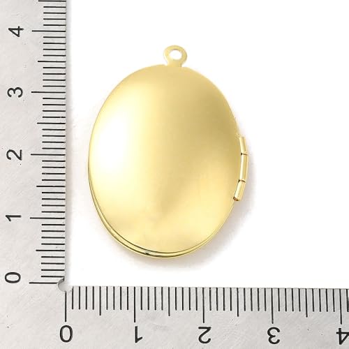 KitBeads 20Pcs Oval with Flower Locket Charms Brass Memorial Photo Frame Real 18K Gold Plated Pendants for Jewelry Making Bracelets Earrings Necklace Bulk