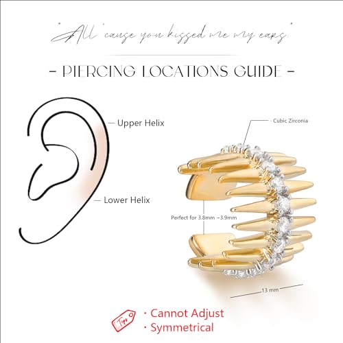 MYEARS Women Ear Cuff Earrings Gold Non Pierced Cartilage Clip on Open Wrap Hoop 14K Gold Plated Simple Hypoallergenic Everyday Jewelry - style: Fishbone Band / Pair