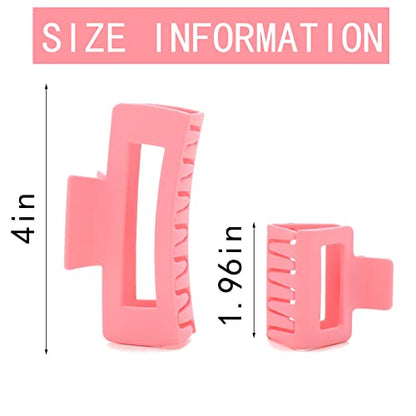 12 Pack Pink Square Claw Clips, Big and Small Neutral Rectangle Hair Claw Clips, Non-slip Matte Large Hair Clips for Women,Strong Hold jaw clip for Thick Thin Hair - color: Mixed Pink