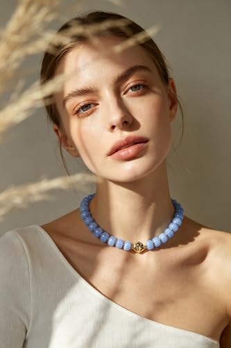 Boho Colorful Chunky Beaded Necklace for Women Trendy Resin Statement Choker Necklaces Summer Beach Style Womens Vacation Fashion Jewelry Gifts Accessories - color: Blue-3