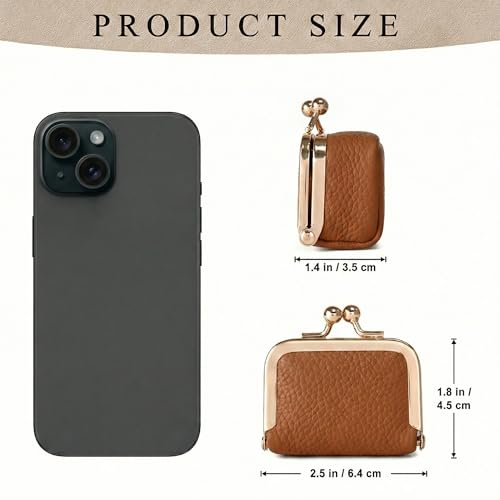 Zivyes Mini Jewelry Box Travel Small Coin Purse Organizer Case Genuine Leather Tiny Size (Caramel) - color: Caramel
