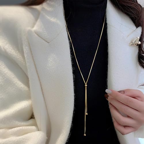 choice of all Rose Gold Necklaces Lariat Necklace for Women Slip Chain Necklace Y-Shaped Pendant Necklaces Trendy Jewelry Gifts - color: A2