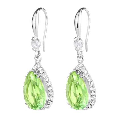 Linawe Imitation Diamond Dangle Earrings for Women Trendy, Rhinestone Drop Chandelier Earrings, Teardrop Crystal Cubic Zirconia Wedding Jewelry Set, 14K Gold/Rose Gold/Silver Tone - color: Silver,August