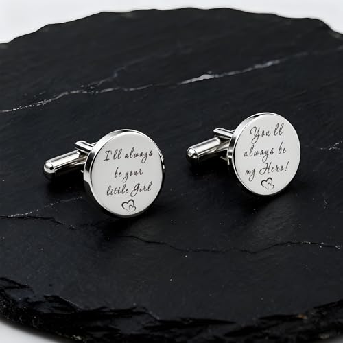 Father of The Bride Gifts Dad Cuff Links Stainless Steel Cufflinks Dad Gifts for Elderly Dads Bonus Step Daddy Papa Stepfather Birthday Presents Daughter And Dads Gift Fathers Day Christmas Gift