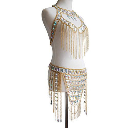 Women's Sexy Suit Body Chain - color: Gold Color-A- Body Chain Suit-3