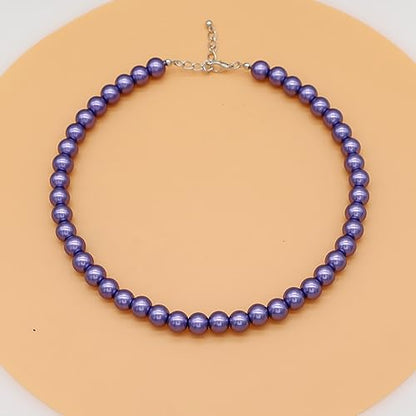 Long Simulated 10mm AAA Pearl Strand Necklace for Women Multicolor Pearl Choker Necklace 1920s Pearl Statement Necklace Costume Jewelry - color: 10mm Purple