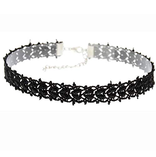 Teensery 10Pcs Womens Choker Necklaces Assorted Color Lace Charm Stretch Gothic Tattoo Chokers Necklace Set