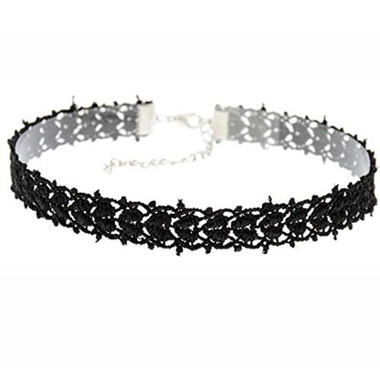 Teensery 10Pcs Womens Choker Necklaces Assorted Color Lace Charm Stretch Gothic Tattoo Chokers Necklace Set