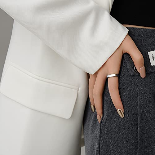 VQYSKO 14K Gold Plated Signet Ring | Statement Band Jewelry for Women - color: Rectangle Silver