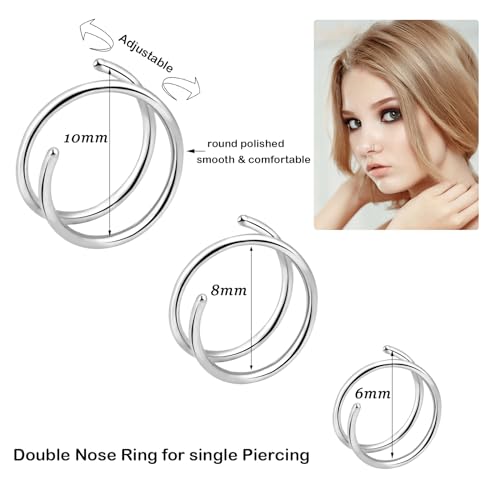 ONESING 9-40 Pcs Nose Rings - Hoops, Studs & L Shape - Hypoallergenic Stainless Steel Nose Piercings for Women & Men - color: Colorful-32 Pcs